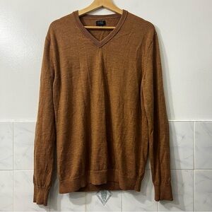 J. Crew Sweater Men's Large Tall Camel Brown 100% Merino Wool Preppy Old Money